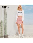 SHEIN Plaid rozcięcia po bokach Bodycon Mini spódnica kobiet dna 2019 jesień Streetwear Casual Line podstawowe panie płaszcza sp
