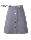 Neophil 2020 lato kobiety Suede przycisk Mini styl Vintage linia spódnice wysokiej talii czarna owijka panie krótka spódniczka T