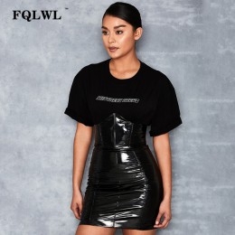 FQLWL Faxu lateksowa Pu skórzana spódnica dla kobiety zamek czarny/wysokiej zwężone/spódnice ołówkowe kobiet jesień Wrap Sexy Mi