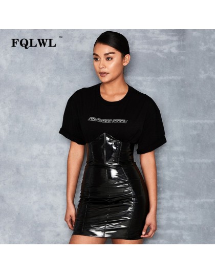 FQLWL Faxu lateksowa Pu skórzana spódnica dla kobiety zamek czarny/wysokiej zwężone/spódnice ołówkowe kobiet jesień Wrap Sexy Mi