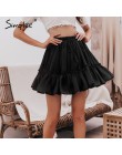 Simplee casualowa polka dot mini spódniczka damska wysoka talia linia koreański frędzelek różowa spódnica letnia Sexy wzburzyć p