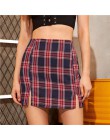 SHEIN Plaid rozcięcia po bokach Bodycon Mini spódnica kobiet dna 2019 jesień Streetwear Casual Line podstawowe panie płaszcza sp