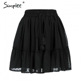 Simplee casualowa polka dot mini spódniczka damska wysoka talia linia koreański frędzelek różowa spódnica letnia Sexy wzburzyć p