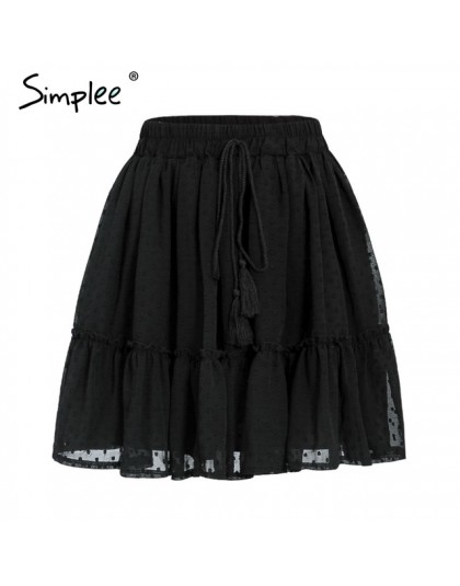 Simplee casualowa polka dot mini spódniczka damska wysoka talia linia koreański frędzelek różowa spódnica letnia Sexy wzburzyć p
