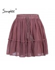 Simplee casualowa polka dot mini spódniczka damska wysoka talia linia koreański frędzelek różowa spódnica letnia Sexy wzburzyć p