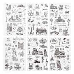 6 sztuk/paczka podróży na całym świecie dekoracyjne naklejki Washi dekoracyjne przyklejane etykiety naklejki do pamiętnika, pape