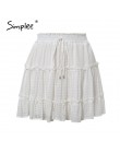Simplee casualowa polka dot mini spódniczka damska wysoka talia linia koreański frędzelek różowa spódnica letnia Sexy wzburzyć p
