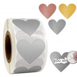 300 sztuk kształt serca srebrny złoty Scratch Off naklejki miłość Scratch Off etykiety naklejki na imprezę aktywność sprzyja pap