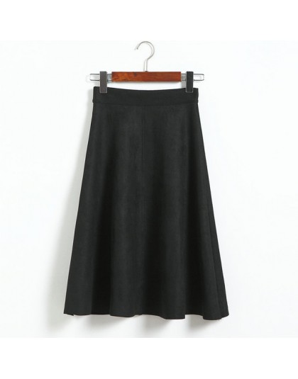 Neophil kobiety Suede spódnica midi z wysokim stanem 2020 lato w stylu Vintage elastyczna damska linia czarna zielona Flare modn