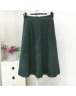 Neophil kobiety Suede spódnica midi z wysokim stanem 2020 lato w stylu Vintage elastyczna damska linia czarna zielona Flare modn