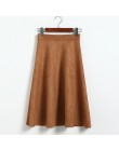 Neophil kobiety Suede spódnica midi z wysokim stanem 2020 lato w stylu Vintage elastyczna damska linia czarna zielona Flare modn