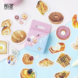 45 sztuk/worek słodkie jedzenie tosty wafel dekoracyjne naklejki Washi dekoracyjne przyklejane etykiety naklejki do pamiętnika, 