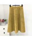 Neophil kobiety Suede spódnica midi z wysokim stanem 2020 lato w stylu Vintage elastyczna damska linia czarna zielona Flare modn