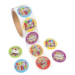 Jedna rolka kreatywna taśma samoprzylepna 100 sztuk z okazji urodzin naklejki dla dzieci prezent kolorowe naklejki papiernicze z