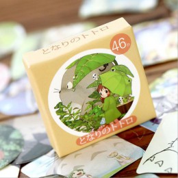 46 sztuk/pudło śliczne Totoro Mini zapakowane naklejki papierowe telefon komórkowy Album naklejki dekoracyjne notatnik dzieci pa