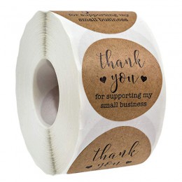 500 etykiet na rolkę okrągły Kraft dziękuję dla twojej firmy naklejki etykieta boże narodzenie naklejki dekoracyjne naklejki pap