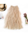 2019 lato kobiety Boho długa spódnica wysokiej talii Ruffles kobiety spódnice plażowe różowy Jupe Femme spódnica z tiulu Saia Mi