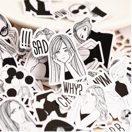 40 sztuk kreatywnych śliczne samoprzylepne czarno-białe mody dziewczyna naklejki do scrapbookingu/dekoracyjna naklejka/DIY Craft