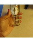 Religijne Christian Cross naklejki złota lub srebrna folia okrągłe etykiety na chrzciny komunia chrześcijańskie okazje uszczelni