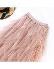 2019 lato kobiety Boho długa spódnica wysokiej talii Ruffles kobiety spódnice plażowe różowy Jupe Femme spódnica z tiulu Saia Mi