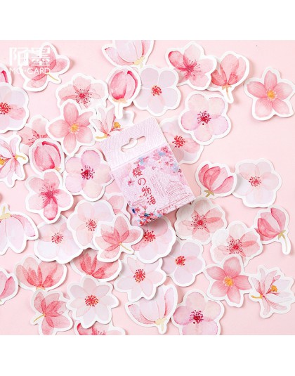 45 sztuk/paczka Sakura pokaż zestaw naklejek dekoracyjne naklejki papiernicze Scrapbooking Diy pamiętnik Album Stick Label