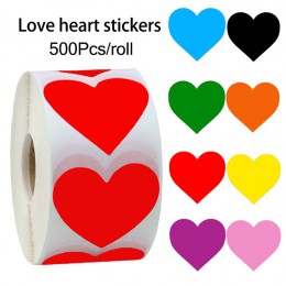 500 sztuk/rolka 12 kolory miłość serduszkami naklejki seal etykiety księga gości dla DIY prezent materiały urodzinowe Kawaii nak