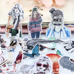 23 szt. Kolorowa linia wyrażenie selfie dziewczyny naklejki zdjęcie z pamiętnika dekoracja albumu DIY ablum diary scrapbooking n