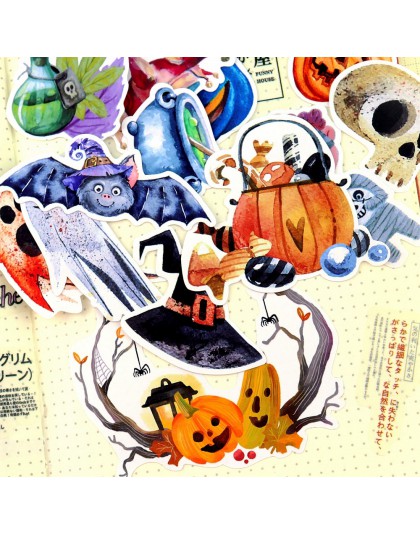 33 sztuk akwarela Halloween Demon Kawaii dekoracja naklejki notatnik terminarz stikers Scrapbooking/ DIY punktor journal adesivo