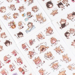 6 arkuszy/paczka japońskie anime chłopcy dziewczęta dekoracyjne naklejki Washi dekoracyjne przyklejane etykiety naklejki do pami