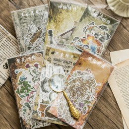 60 sztuk/paczka Retro wrażenie motyl rośliny dekoracyjne naklejki papiernicze Scrapbooking Diy pamiętnik Album Stick Label