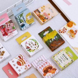 50 sztuk/pudło Kawaii żywności papiernicze naklejki śliczne naklejki ze zwierzętami papier samoprzylepna naklejka dla dzieci DIY