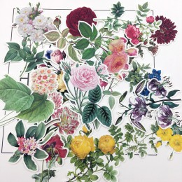 15 sztuk rysunek odręczny akwarela Retro duża naklejka z kwiatami dekoracyjne naklejki na notebooka Scrapbooking, DIY papierowa 