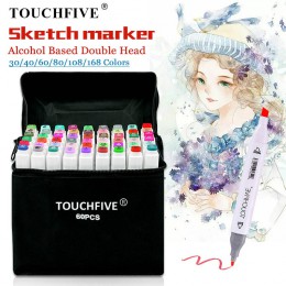 TouchFIVE 30/40/60/80 markery kolorów Manga markery do rysowania długopis na bazie alkoholu szkic filcowy tłusty podwójny pędzel