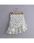 Stylowa elegancka Polka nadruk w kropki Ruched asymetryczna Mini spódniczka Za 2019 moda damska spódnice casualowe w stylu Stree