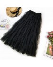 2019 lato kobiety Boho długa spódnica wysokiej talii Ruffles kobiety spódnice plażowe różowy Jupe Femme spódnica z tiulu Saia Mi