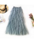 2019 lato kobiety Boho długa spódnica wysokiej talii Ruffles kobiety spódnice plażowe różowy Jupe Femme spódnica z tiulu Saia Mi