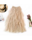 2019 lato kobiety Boho długa spódnica wysokiej talii Ruffles kobiety spódnice plażowe różowy Jupe Femme spódnica z tiulu Saia Mi