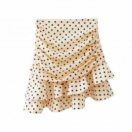 Stylowa elegancka Polka nadruk w kropki Ruched asymetryczna Mini spódniczka Za 2019 moda damska spódnice casualowe w stylu Stree