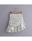Stylowa elegancka Polka nadruk w kropki Ruched asymetryczna Mini spódniczka Za 2019 moda damska spódnice casualowe w stylu Stree