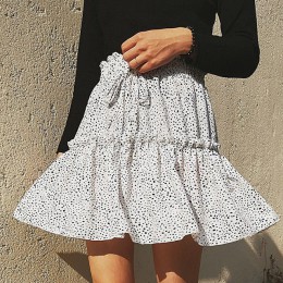 Affogatoo casualowa polka dot wzburzyć letnia różowa spódnica kobiety linia wysokiej talii plisowana, krótka spódnica kwiatowy p