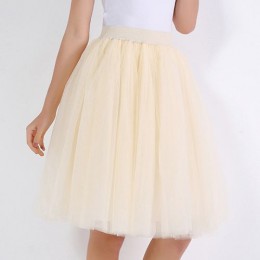 5 warstw 60cm Midi spódnica z tiulu księżniczka kobiet dorosłych Tutu modna odzież Faldas Saia Femininas Jupe lato styl