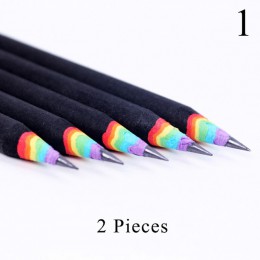 2 sztuk śliczne tęczowa drewniana 2B ołówki Kawaii gradientu studentów cylindryczne ołówek dla dzieci prezent szkolne zestaw ołó