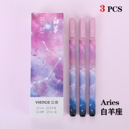 3 sztuk/partia Constellation Gel Pen nowość 0.5mm Starry czarne pióro wieczne dla dziewczyny prezent szkolne materiały papiernic