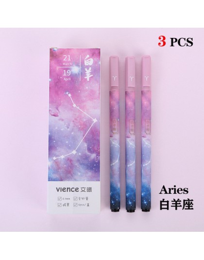 3 sztuk/partia Constellation Gel Pen nowość 0.5mm Starry czarne pióro wieczne dla dziewczyny prezent szkolne materiały papiernic