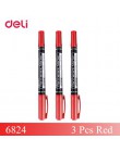 Deli hurtownia 3 szt. Kolorowa podwójna końcówka 0.5/1mm szybkoschnące pisaki stałe do tkanin metalowych fineliner do rysowania