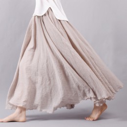 Sherhure 2020 kobiety bawełna lniana długie spódnice w pasie plisowana maxi spódnice plaża Boho Vintage letnie spódnice Faldas S