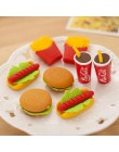 Hurtownie! Śliczne Kawaii ciasto Hamburger jedzenie napój koks zestaw gumek do ścierania papiernicze szkolne biuro wymaż dostawy