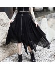 Gotycka spódnica Lato Mesh nieregularne kobiety spódnice gwiazda zamek czarny Punk spódnice Gothic ciemności spódnica damska na 