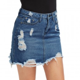 LASPERAL damska niebieska z rozcięciami Casual Mini jeansowa spódniczka 2020 letnia nowa Bodycon damska spódnica podstawowe dżin
