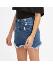 LASPERAL damska niebieska z rozcięciami Casual Mini jeansowa spódniczka 2020 letnia nowa Bodycon damska spódnica podstawowe dżin